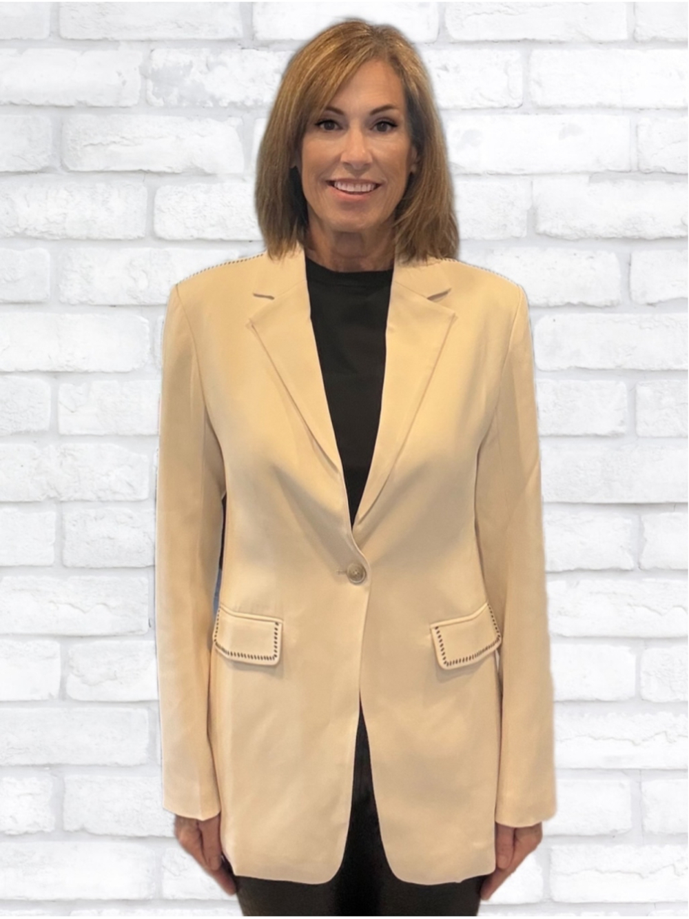 Solid & Striped The Harlow Blazer Cream Contrast Stitch Size Medium M NWT
